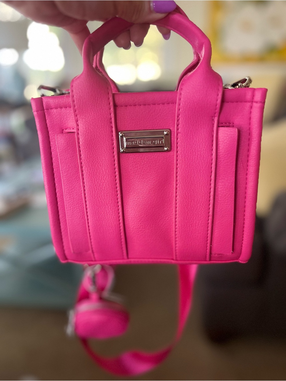 Madden girl  Hot Pink Mini Tote with Removable Strap and matching penny purse